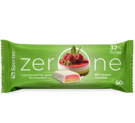 Батончик протеїновий Sporter Zero One 32% протеїну фісташка-малина, 50 г