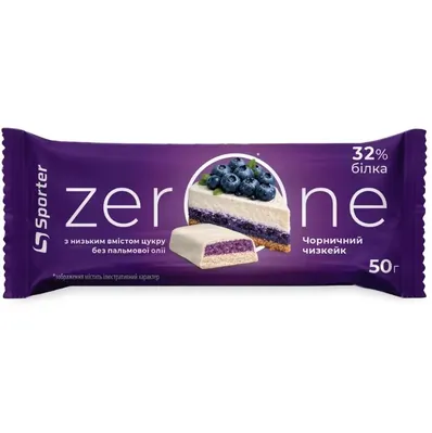 Батончик протеїновий Sporter Zero One 32% протеїну чорничний чизкейк, 50 г