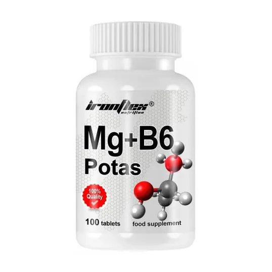 Магній, вітамін B6 та калій IronFlex Nutrition Mg+B6 Potas, 100 таблеток