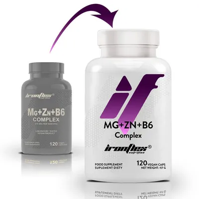 Магній, цинк та вітамін B6 IronFlex Nutrition Mg+Zn+B6 Complex 375 мг, 120 вегетаріанських капсул