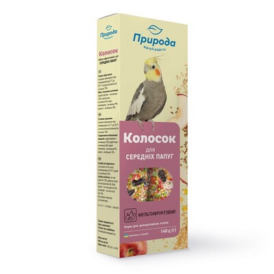 Лакомство для средних попугаев PR740001 Природа Колосок мультифрукт, 140 г