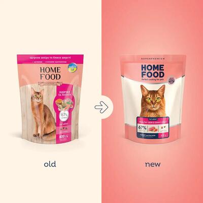 Корм сухой для котов Home Food Здоровая кожа и блеск шерсти с индейкой и лососем, 400 г
