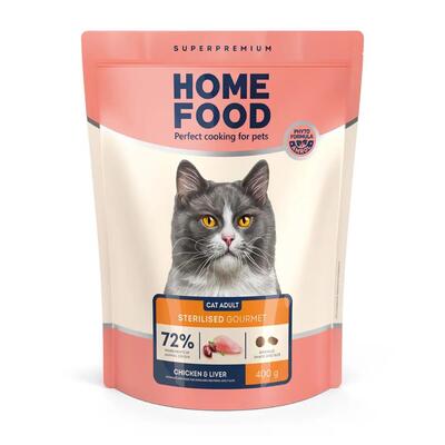 Корм сухой Home Food для привередливых котов с курицей и печенью, 400 г