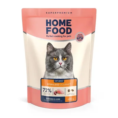 Корм сухий Home Food для вибагливих котів з куркою і печінкою, 400 г