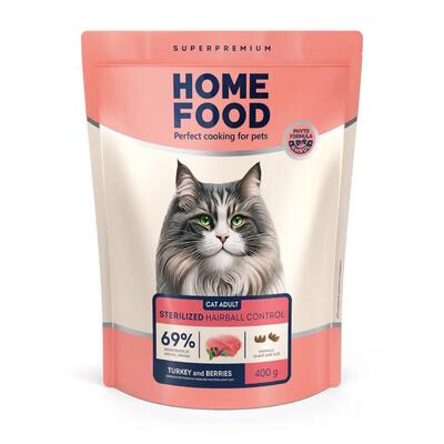 Корм сухой для котов Home Food Hairball Control выведение шерсти из желудка, 400 г