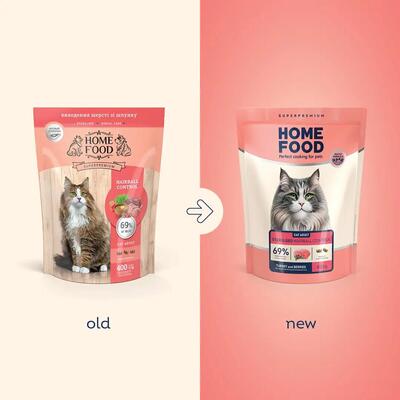 Корм сухой для котов Home Food Hairball Control выведение шерсти из желудка, 400 г