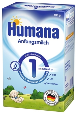 Смесь сухая молочная Humana 1 с LC PUFA, пребиотиками и нуклеотидами для детей с 0 до 6 месяцев, 600 г