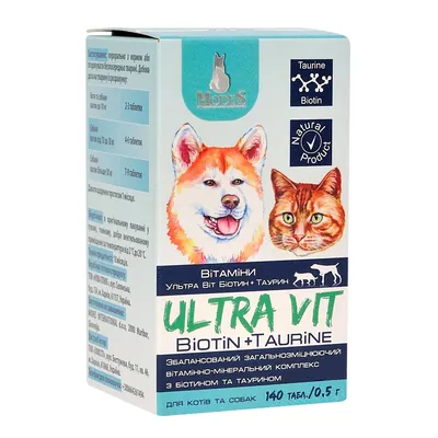 Вітамінно-мінеральний комплекс ModeS Ultra Vit Biotin + Taurine Вітамінно-мінеральний комплекс для собак та котів, 140 таблеток