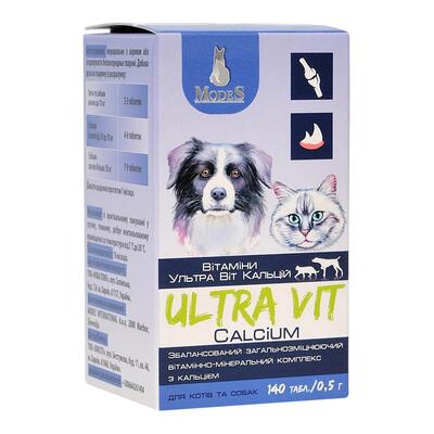 Витаминно-минеральный комплекс ModeS Ultra Vit Calcium для собак и кошек, 140 таблеток