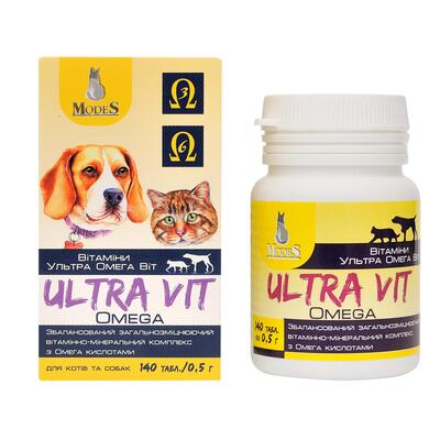 Вітамінно-мінеральний комплекс ModeS Ultra Vit Omega для собак та котів, 140 таблеток
