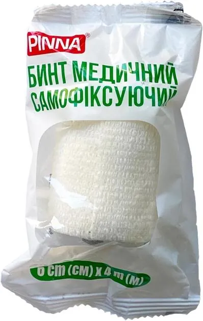 Бинт медичний Pinna самофіксувальний 6 см х 4 м, колір в асортименті, 1 штука