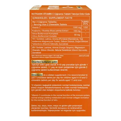 Вітамін С Nutraxin Vitamin C 500 мг, 30 жувальних таблеток