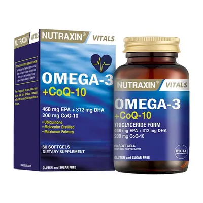 Омега-3 + Коензим Q10 Nutraxin Omega-3 + CoQ-10, 60 м'яких капсул