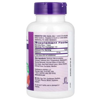Мелатонин Natrol Melatonin 10 mg Strawberry Flavor, 100 таблеток