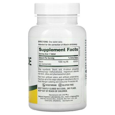 Ниацинамид Nature's Plus Niacinamide 1000 мг, 90 капсул