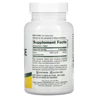 Ніацинамід Nature's Plus Niacinamide 1000 мг, 90 таблеток