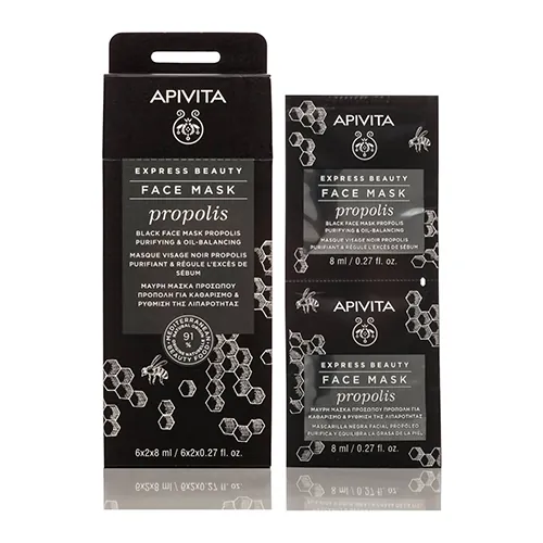 Маска для обличчя Apivita Express Beauty Очищення для жирної шкіри з прополісом, 2 шт х 8 мл