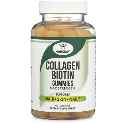 Коллаген и биотин Double Wood Collagen and Biotin Gummies, 60 жевательных конфет