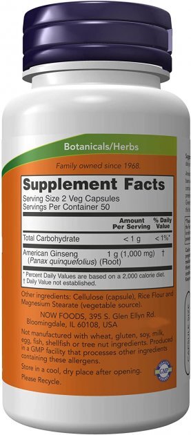 Американский женьшень NOW American Ginseng Extract, 100 капсул