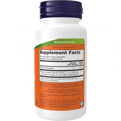 Екстракт женьшеню NOW Panax Ginseng Extract, 100 капсул