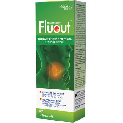 Флюаут Solution pharm спрей для горла с хлорофиллиптом по 30 мл во флак.