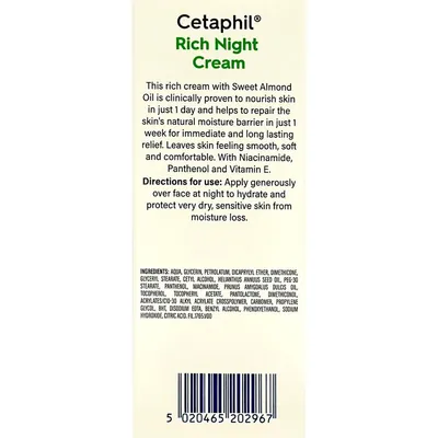 Крем для обличчя Cetaphil Rich Night Cream нічний для сухої та чутливої шкіри, 50 г