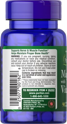 Магний с витамином B6 Puritan's Pride Magnesium with Vitamin B6, 90 таблеток