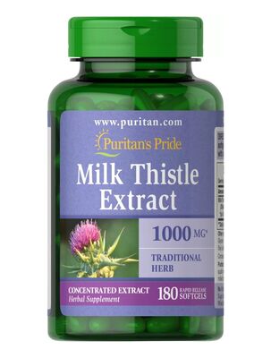 Расторопша Puritan's Pride Milk Thistle Extract 1000 мг, 180 гелевых капсул