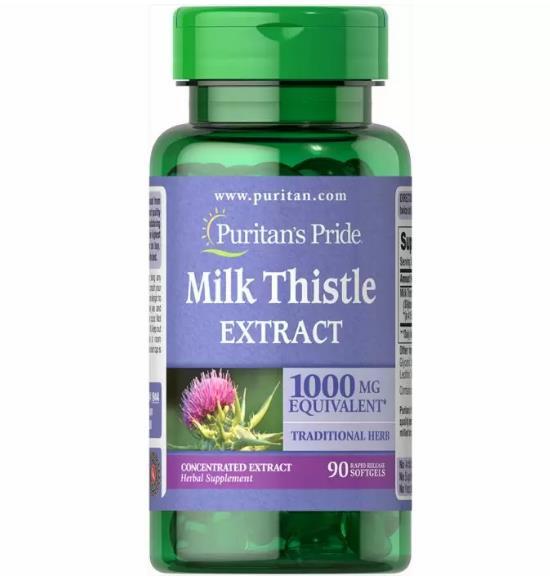 Расторопша Puritan's Pride Milk Thistle Extract 1000 мг, 90 гелевых капсул
