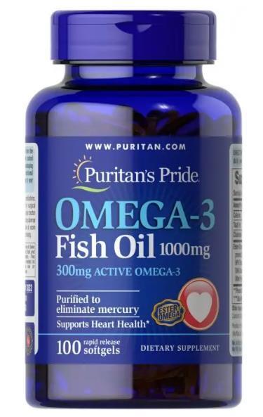 Омега-3 рыбий жир Puritan's Pride Omega-3 Fish Oil 1000 мг, 100 гелевих капсул