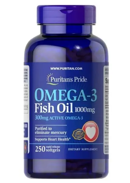 Омега-3 риб'ячий жир Puritan's Pride Omega-3 Fish Oil 1000 мг, 250 гелевих капсул