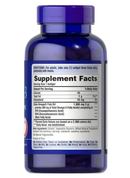 Омега-3 риб'ячий жир Puritan's Pride Omega-3 Fish Oil 1000 мг, 250 гелевих капсул