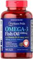 Омега-3 рыбий жир + витамин Д3 Puritan's Pride Omega 3 Fish Oil 1200 мг with Vitamin D3 1000 UI, 90 гелевих капсул