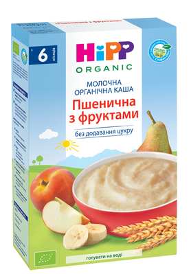 Каша молочна HiPP органічна Пшенична з фруктами, з 6 місяців, 250 г