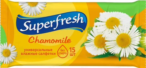 Серветки вологі Superfresh Chamomile Ромашка, 15 шт