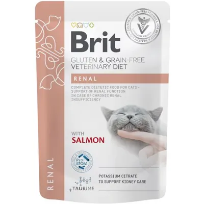 Корм вологий для кішок Brit GF Vetetinary Diet Renal з лососем, 85 г
