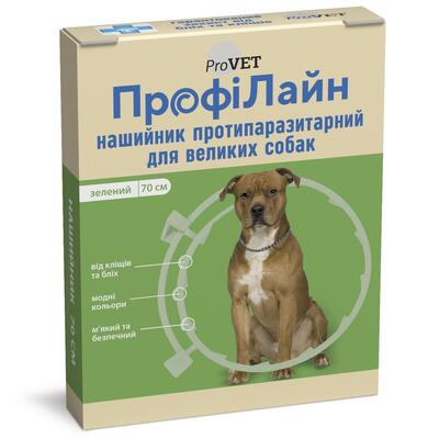 Ошейник ProVET Profiline от блох и клещей для собак крупных пород, 70 см, зеленый