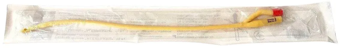 Катетер урологічний Alexpharm тип Фолея 18 Fr, 2-ходовий, латексний, червоний, 1 штука