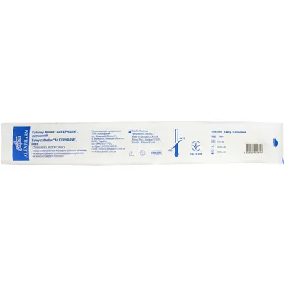Катетер урологічний Alexpharm тип Фолея 18 Fr, 2-ходовий, латексний, червоний, 1 штука