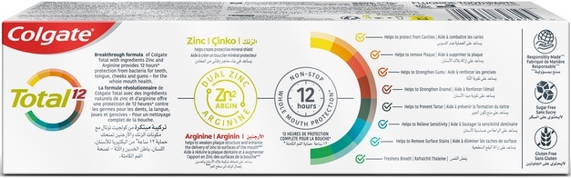 Зубная паста Colgate Total 12 Charcoal & Clean антибактериальная с древесным углем, 75 мл