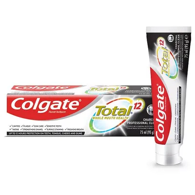 Зубна паста Colgate Total 12 Charcoal антибактеріальна з деревним вугіллям, 75 мл