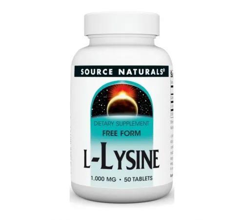 Лизин Source Naturals L-Lysine 1000 мг, 50 таблеток