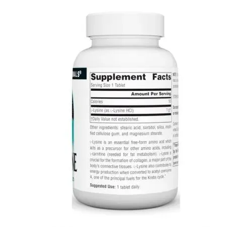 Лізин Source Naturals L-Lysine 1000 мг, 50 таблеток