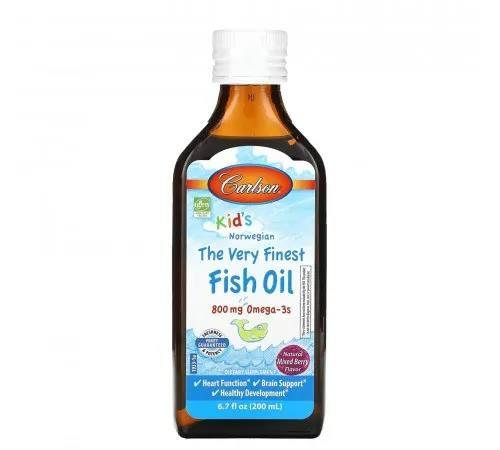 Риб'ячий жир для дітей Carlson Labs The Very Finest Fish Oil for Kids, ягідний мікс, 200 мл