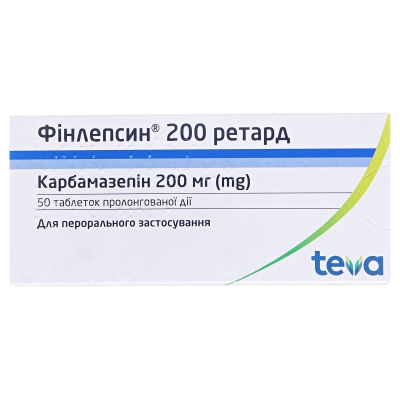 Фінлепсин 200 ретард таблетки прол./д. по 200 мг №50 (10х5)