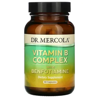 Вітаміни групи В з бенфотіаміном Dr. Mercola Vitamin B Complex with Benfotiamine, 60 капсул