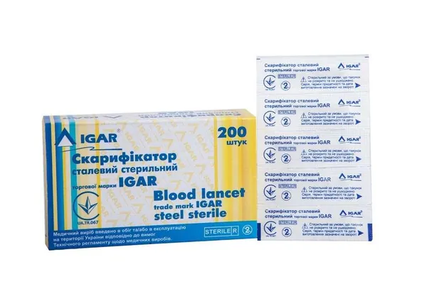 Скарифікатор IGAR сталевий стерильний, 1 штука