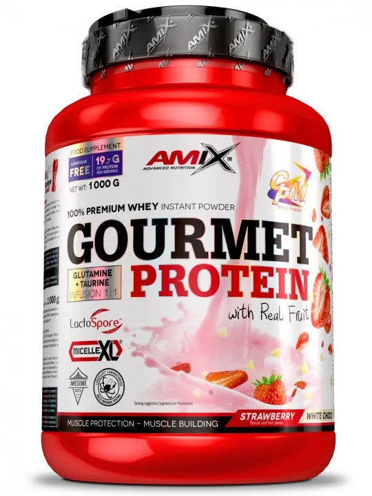 Протеїн сироватковий змішаний Amix Nutrition Gourmet Protein полуниця-білий шоколад, 1000 г
