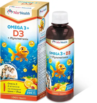 НатХелс Омега 3 + D3 + Мультивітамін, 250 мл
