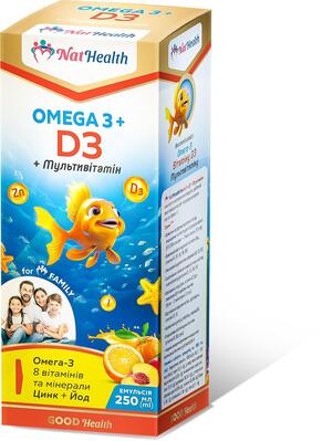 НатХелс Омега 3 + D3 + Мультивітамін, 250 мл